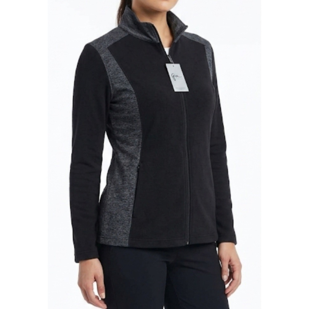 Men's GREG NORMAN Performance Stretch Full Zip Jacket M Black & Olive w/Shark...